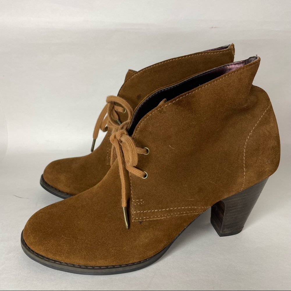 Indigo By Clarks Suede Lace Up Heeled Booties Women's 6.5 M Brown  normal wear;